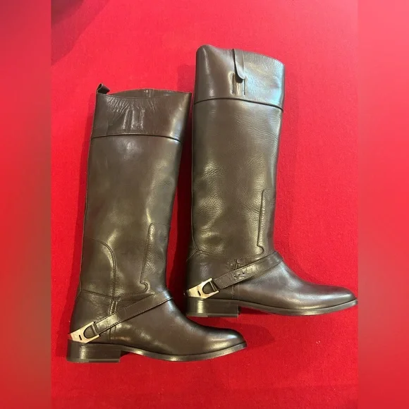 GOLDEN GOOSE Charlie Knee-High Leather Bootstrap Size EU 37 US 7 NWOB READ - Picture 8 of 11